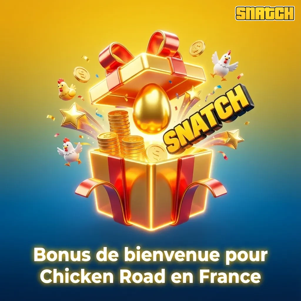Bannière bonus de bienvenue Chicken Road France, 100 % premier dépôt + tours gratuits, conditions de mise x30–x40