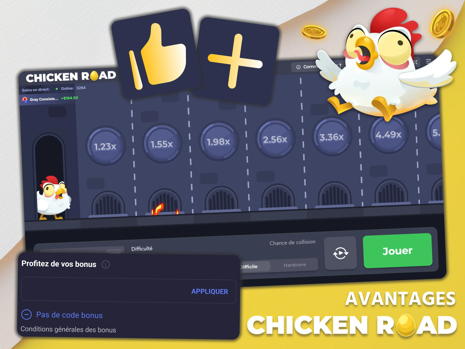Découvrez les principaux avantages des codes promotionnels Chicken Road.