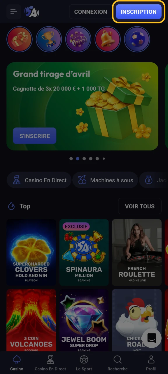 Rendez-vous sur le site officiel du casino pour vous inscrire et jouer à Chicken Road.